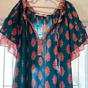 Floral Ruffle Sleeve Shirt